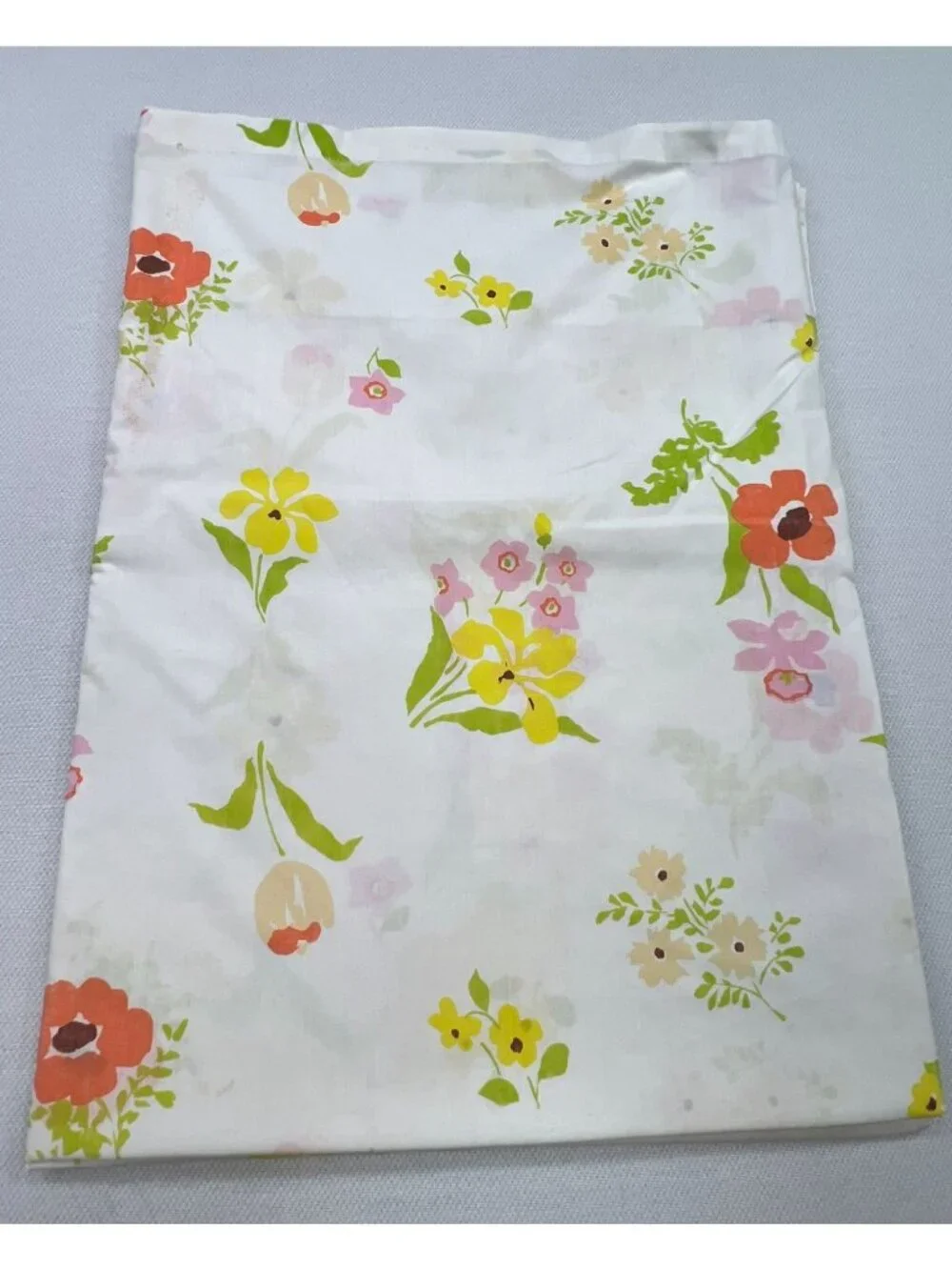 Vintage Sears Perma-Prest Floral All-Over Print Twin Flat Sheet 72